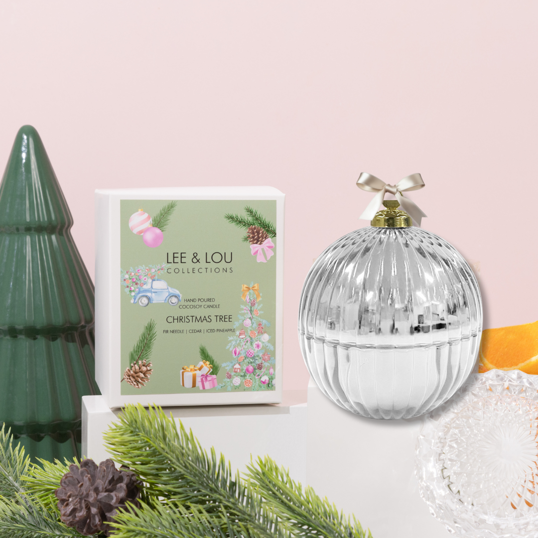 Christmas Candle Duo | 2x Silver Baubles