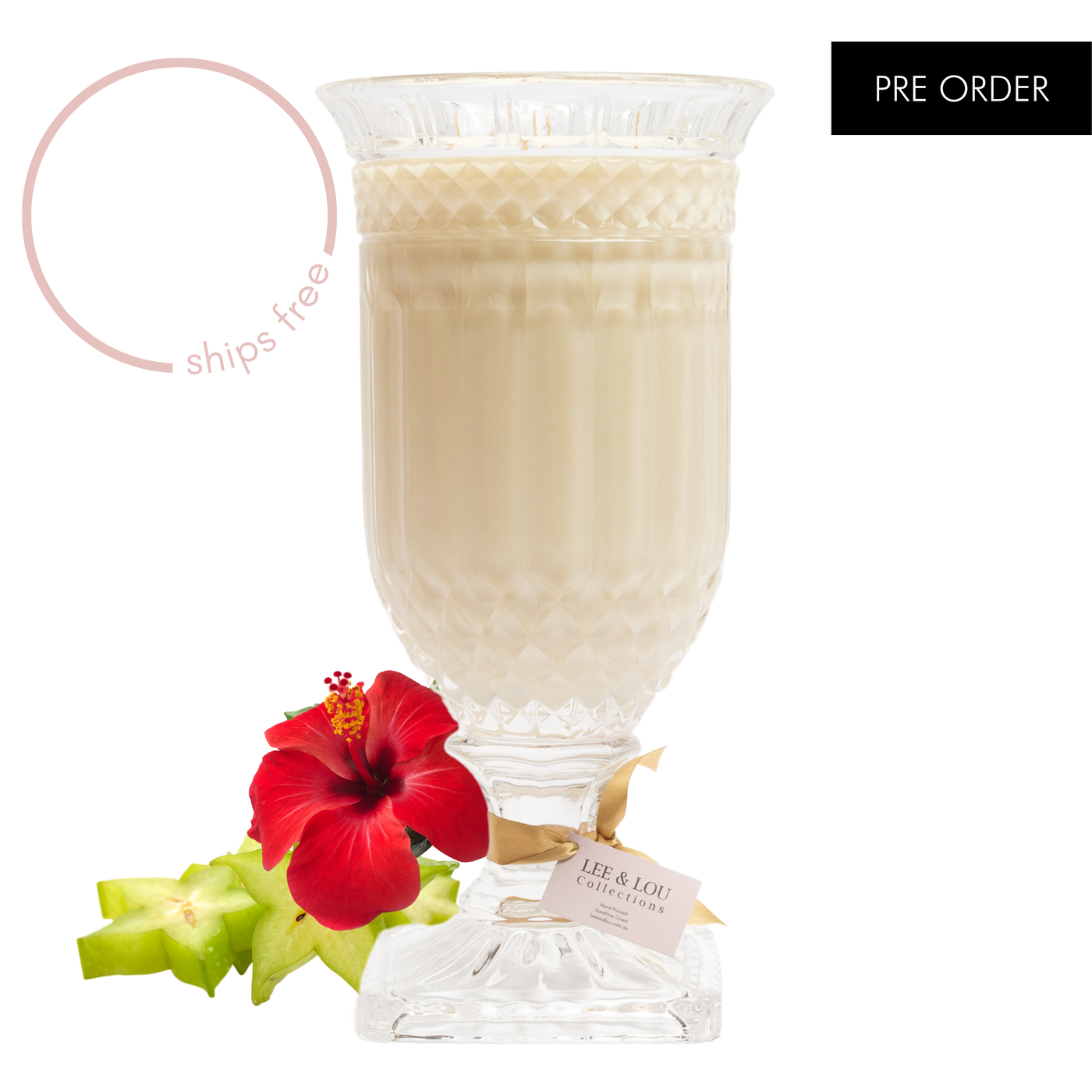 Bay (Starfruit | Hibiscus) - Crystal Vase Candle | 200hr Burn *PRE ORDER