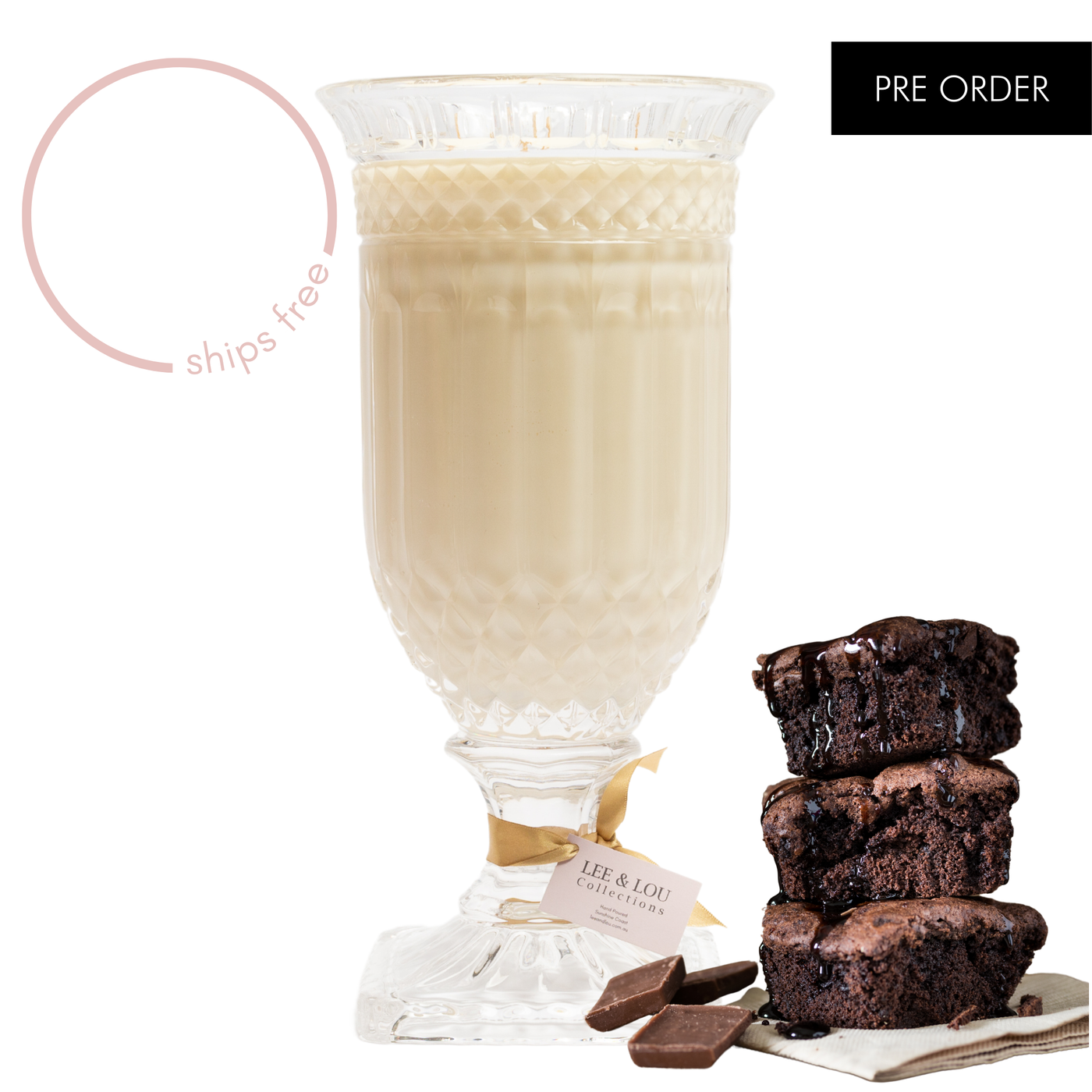 Chocolate Brownie (Dark Chocolate | Brown Sugar | Butter) - Crystal Vase Candle | 200hr Burn *PRE ORDER