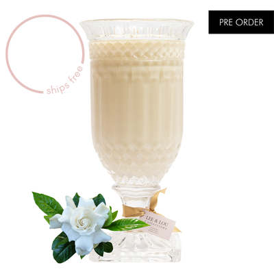 Gardenia (Gardenia | Star Jasmine | Lily of the Valley) - Crystal Vase Candle | 200hr Burn **PRE ORDER**