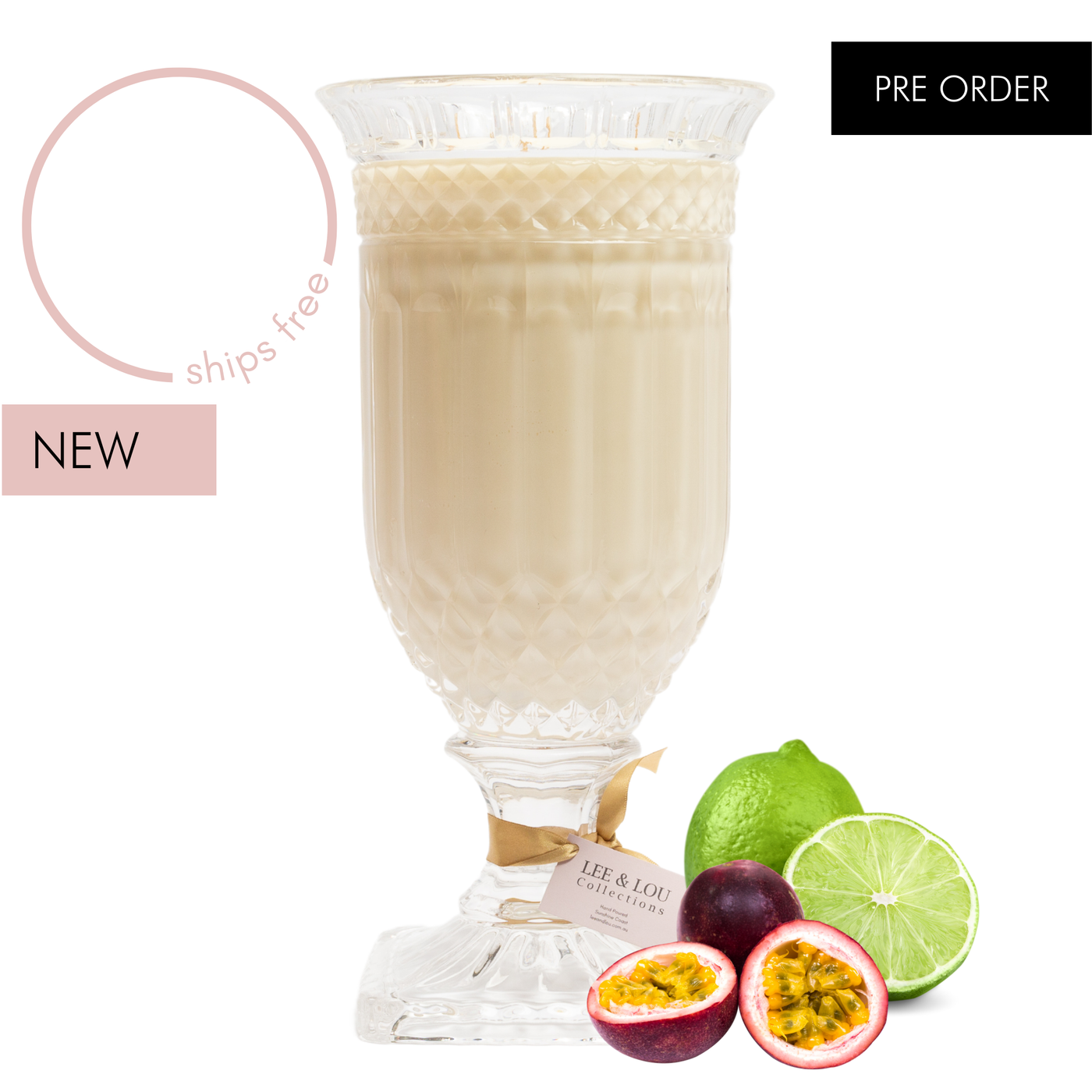 Passion Fruit & Lime (Juicy Passion Fruit | Zesty Lime | Vanilla) - Crystal Vase Candle | 200hr Burn *PRE ORDER