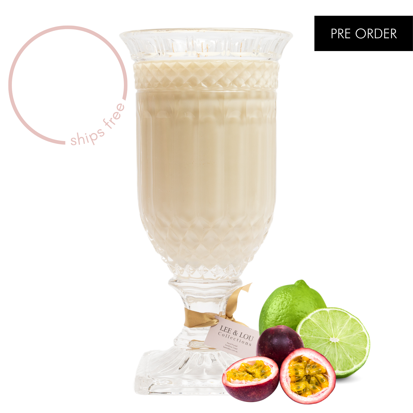 Passion Fruit & Lime (Juicy Passion Fruit | Zesty Lime | Vanilla) - Crystal Vase Candle | 200hr Burn **PRE ORDER**