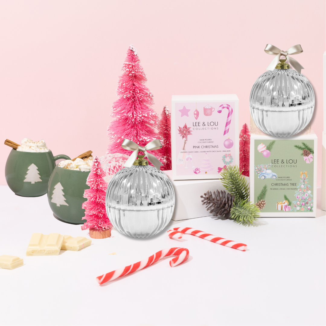 Christmas Candle Duo | 2x Silver Baubles