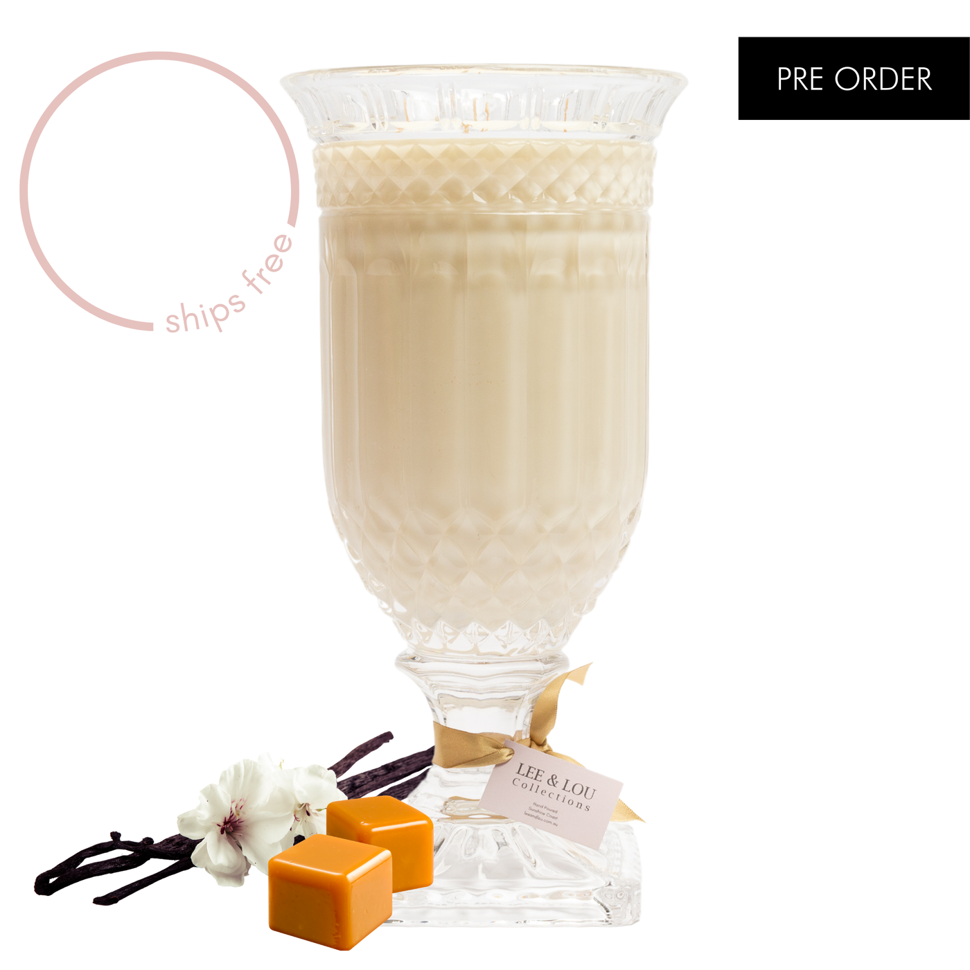 Vanilla Caramel (Caramel | Butter | Vanilla) - Crystal Vase Candle | 200hr Burn *PRE ORDER